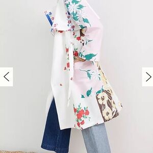 Floral Patchwork Trench Coat/Dress with Multicolor Belt